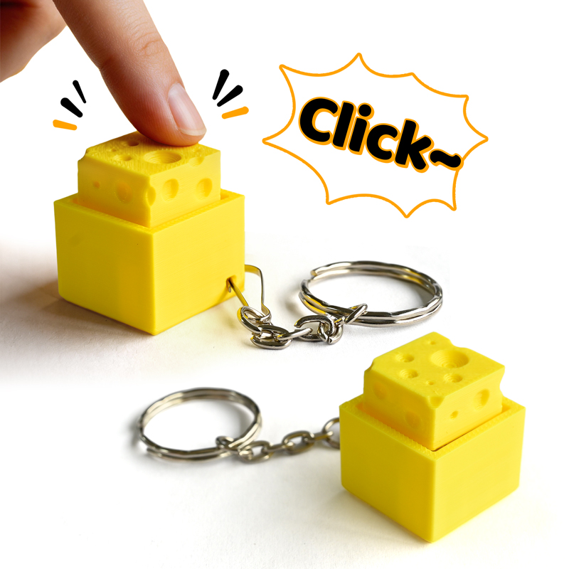 3D Printing Plastic - 3D プリントチーズキーフィジェットクリッカーキーホルダーミニキーボードキーキャップストレスリリーフ感覚玩具バックパックペンダントギフト抗不安
