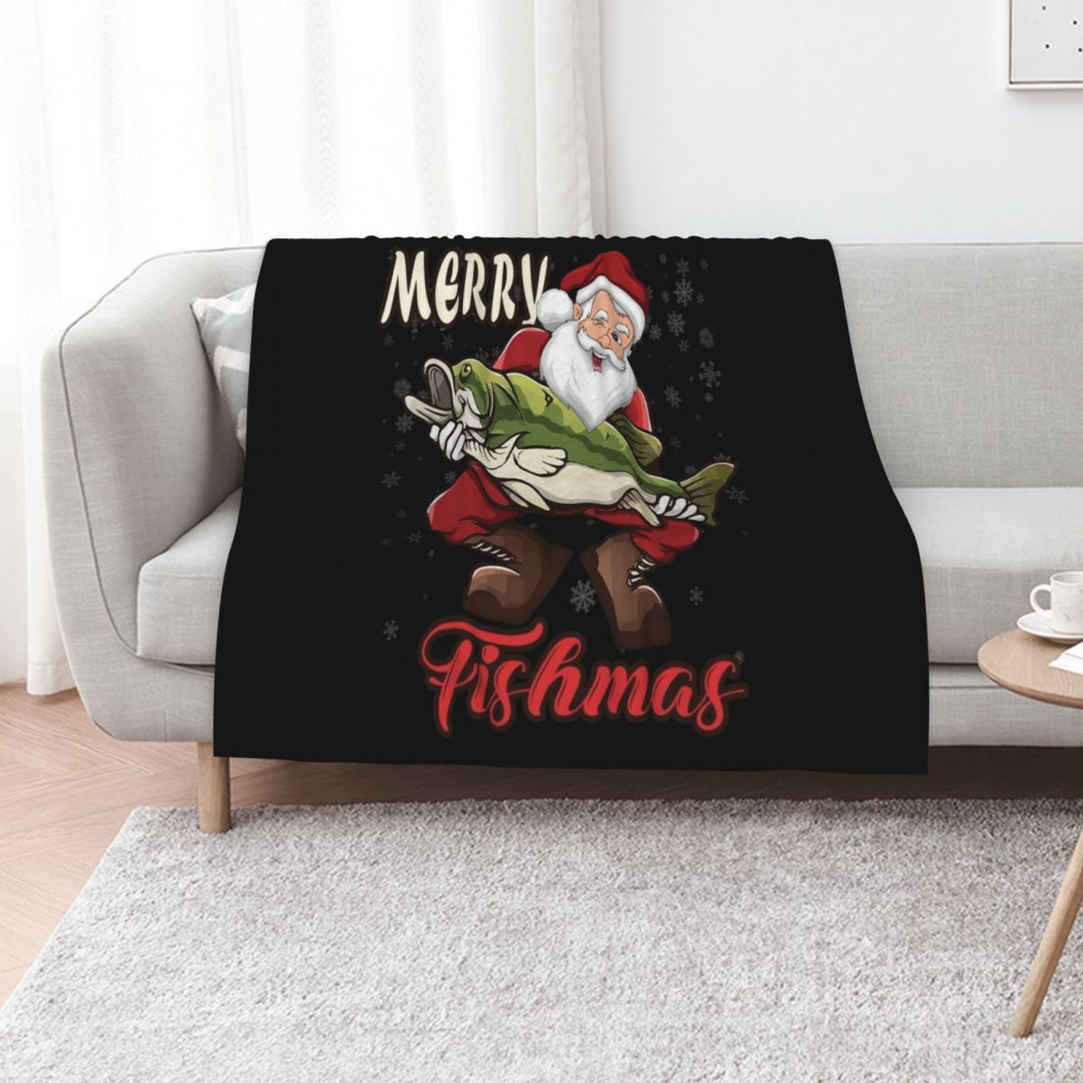 3D Printing Xmas Ideas - メリー・フィッシュマス - 面白いバス釣り、クリスマス、サンタクロース、クリスマスギフト、ホリデー、クリスマスプレゼント、ブランケット、レトロブランケット