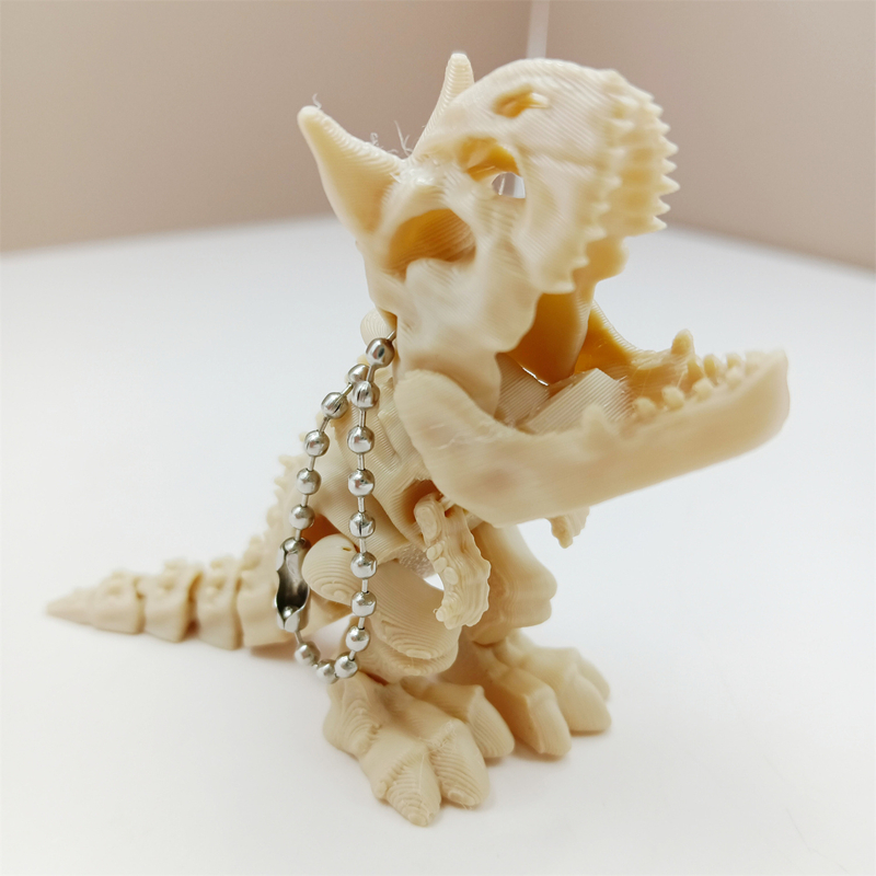 3D Printing Examples - 3Dプリントされたティラノサウルスレックスの骨格模型 – 回転可能な関節、装飾品、フィジェットトイ、子供の誕生日用の恐竜ギフト、キーホルダー