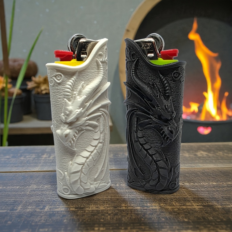 3D Printing Examples - ゴシックエンボスドラゴンライターケース 3D プリントレリーフドラゴンライタースリーブライター装飾品保護カバーポケット装飾ギフト
