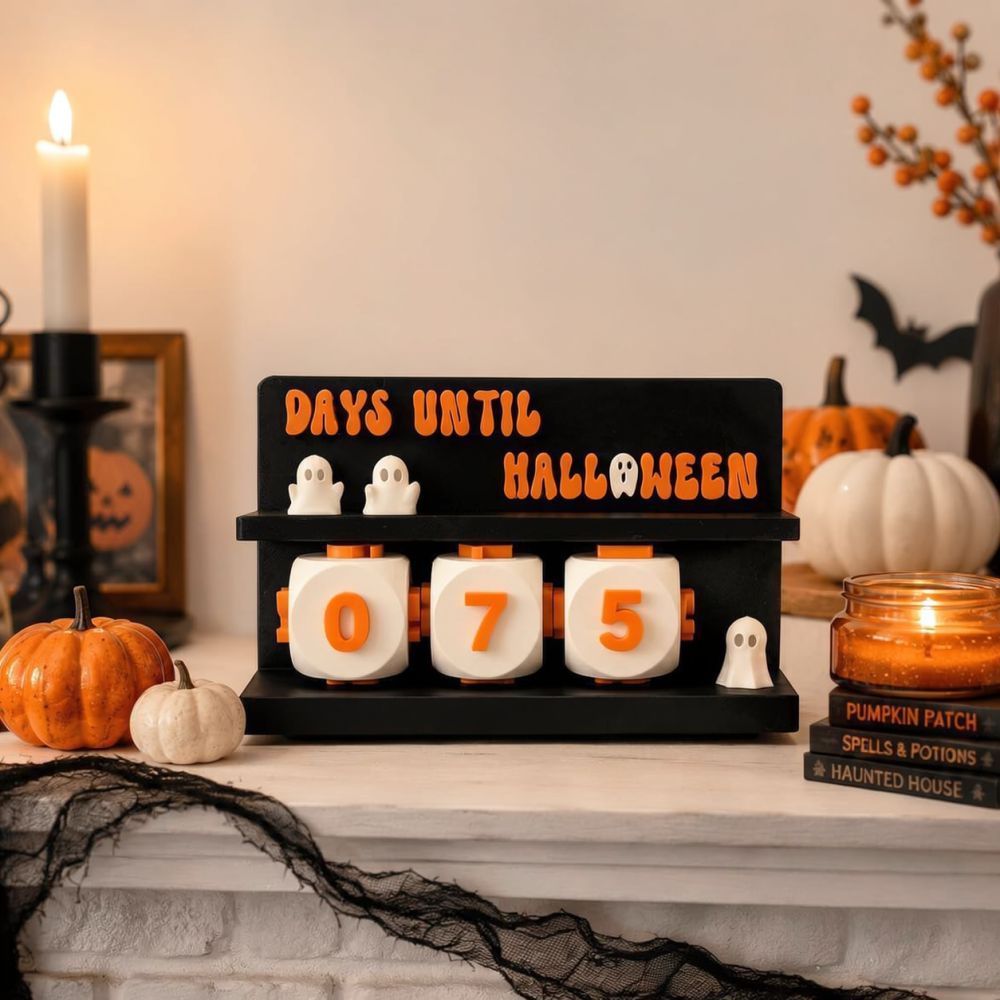 3D Printing Ghosting - 3Dプリントのハロウィーンカウントダウンカレンダー。モダンでシンプルなデザインの装飾品で、お祭りやホームパーティーの飾りとして最適。プレゼントにも。