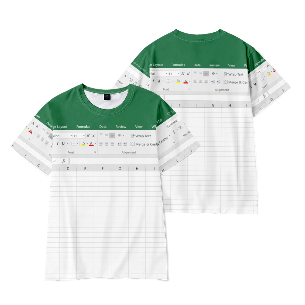 3D Printing Online Service - 面白いエクセルソフトウェア3DプリントTシャツ メンズ レディース 半袖 OネックTシャツ オーバーサイズ