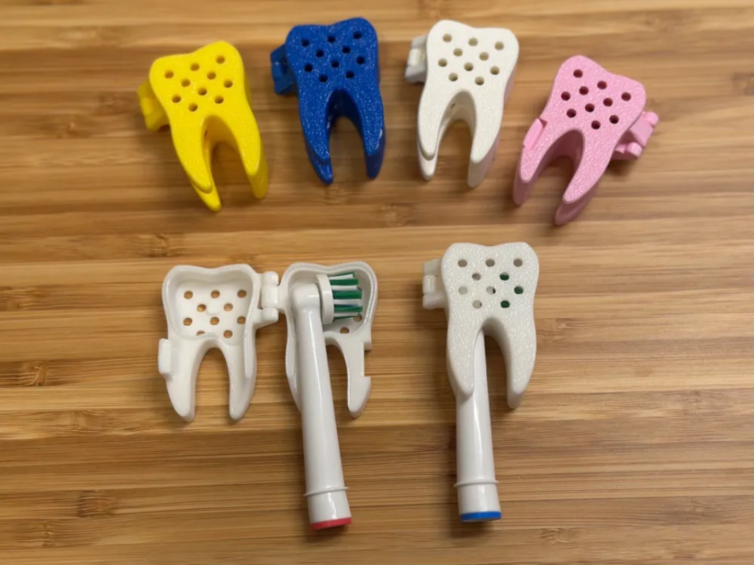 3D Printing Tooth - 3D プリントされたかわいい歯の形の保護カバー オーラル B 歯ブラシヘッド用 ポータブルトラベルケース