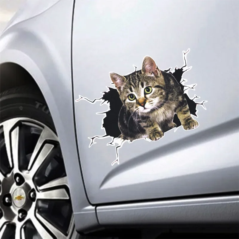 3D Printing Car - かわいい猫の3Dシミュレーション,車のステッカー,面白いビニールステッカー,装飾アクセサリー,防水
