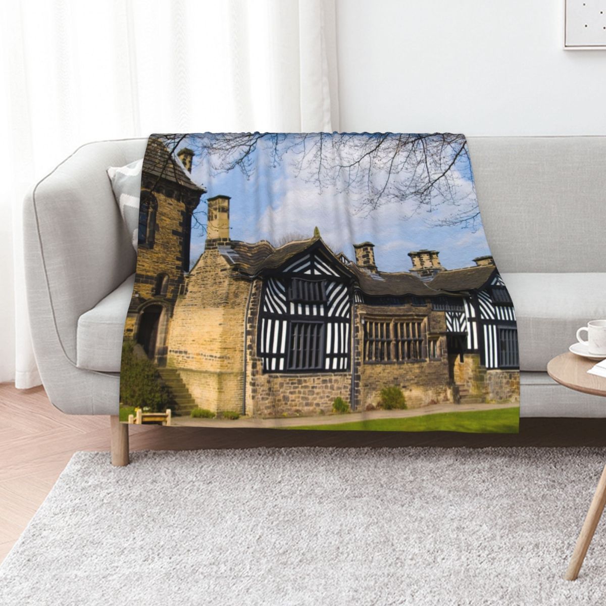 3D Printing Yorkshire - シブデン・ホール - ウェスト・ヨークシャー。1420年頃に建造。厚手のブランケット、夏用寝具、コスプレ、アニメ、かわいいチェック柄のブランケット。