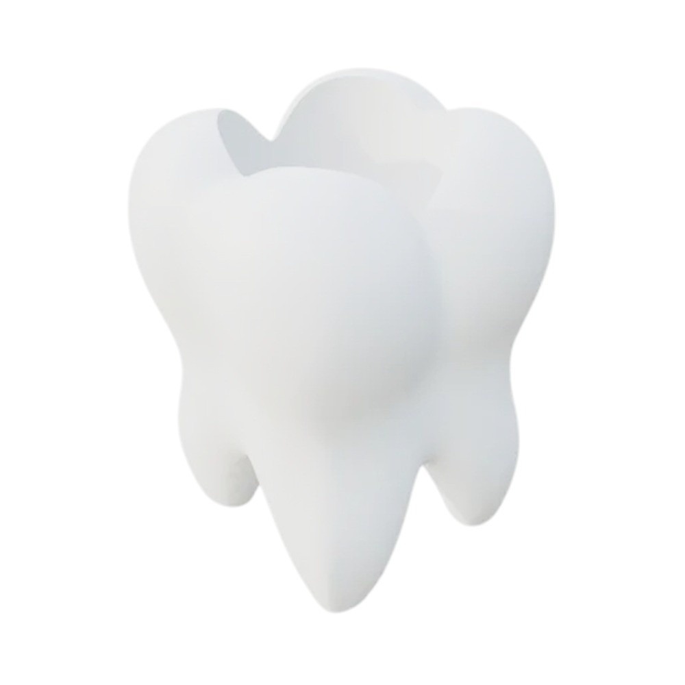 3D Printing Tooth - 多機能3Dプリント歯ブラシホルダー ホワイト クリエイティブな歯型ペンホルダー 耐久性のある安定した歯ブラシラック
