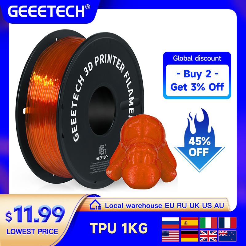 Abs Filament Spool - GEEETECH TPU 3D プリンタ柔軟な材料フィラメント 1kg 2.2LBS/スプール