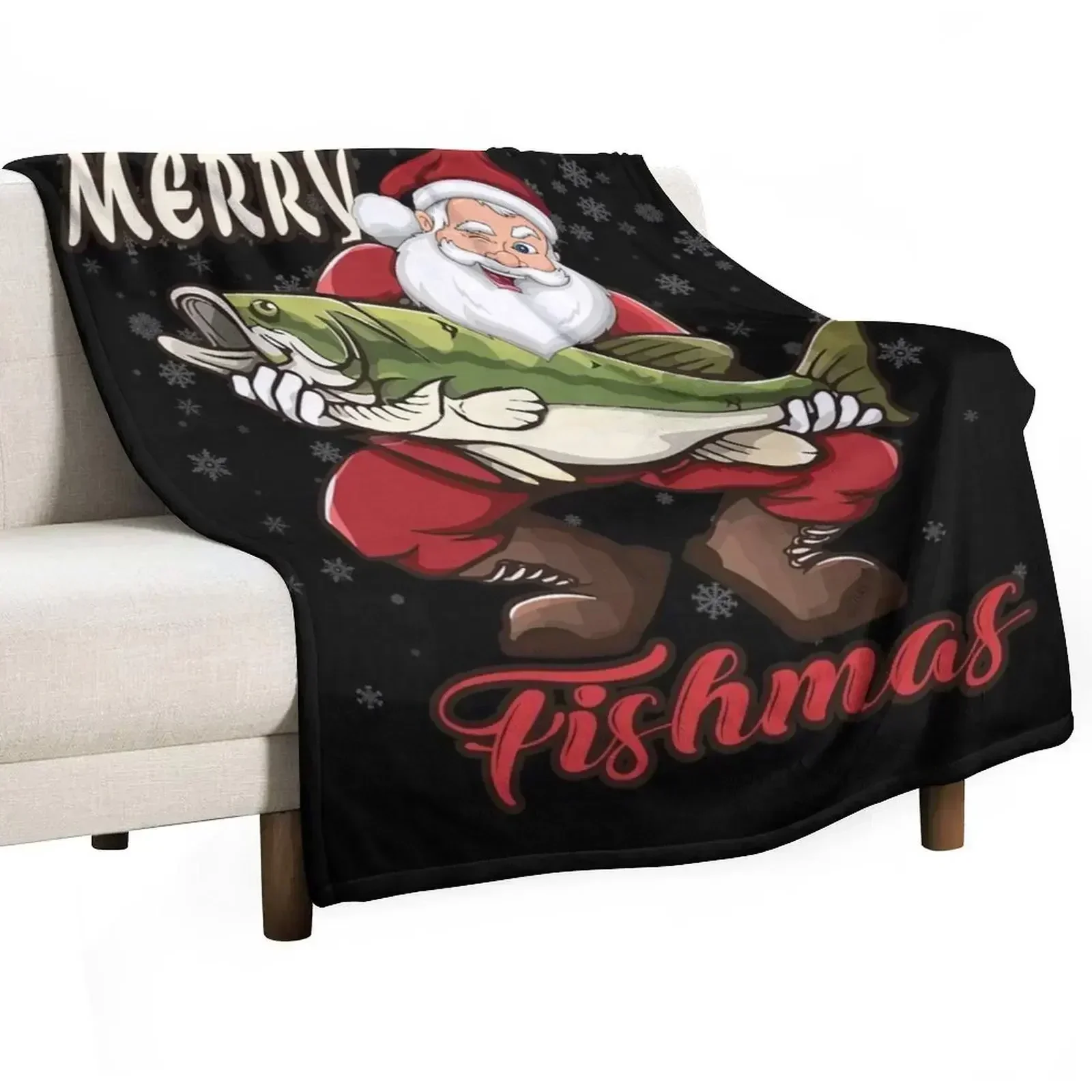 3D Printing Xmas Ideas - メリー・フィッシュマス - 面白いバスフィッシュ釣りクリスマスサンタクリスマスホリデーギフトアイデアスローブランケット暖かいブランケット