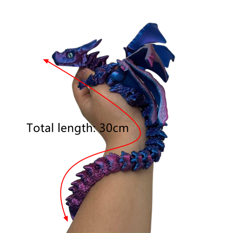 3D Printing Liquid - 3Dプリント翼付きキャリッジドラゴンフィギュア、ランダムな目、アールデコ樹脂ドラゴン彫刻、卓上動物テーマ装飾30CM