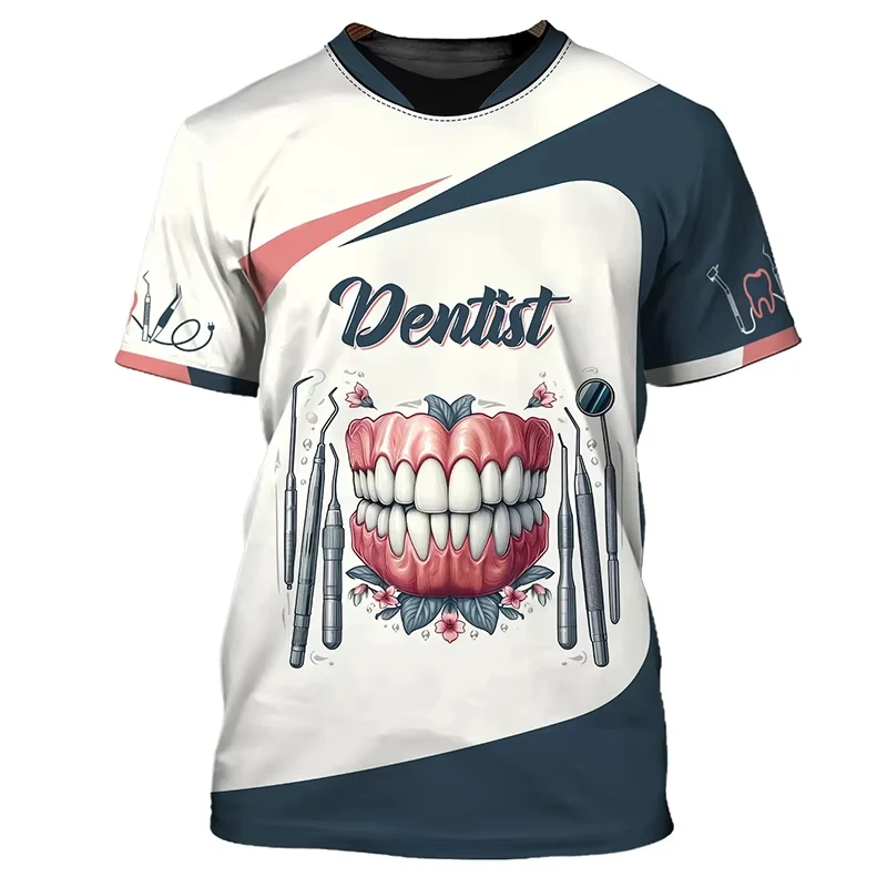3D Printing Tooth - 2026 新しいメンズ Tシャツ歯 3D プリントデイリー Tシャツ男性用半袖ファッションカジュアルストリート歯科医