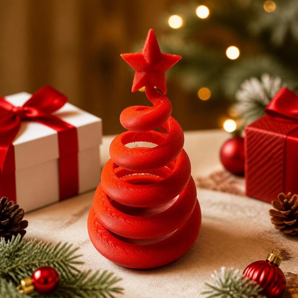 3Dプリントで作られたクリスマスオーナメント。らせん状のデザ - 3D Printing Xmas Ideas のレビューと価格