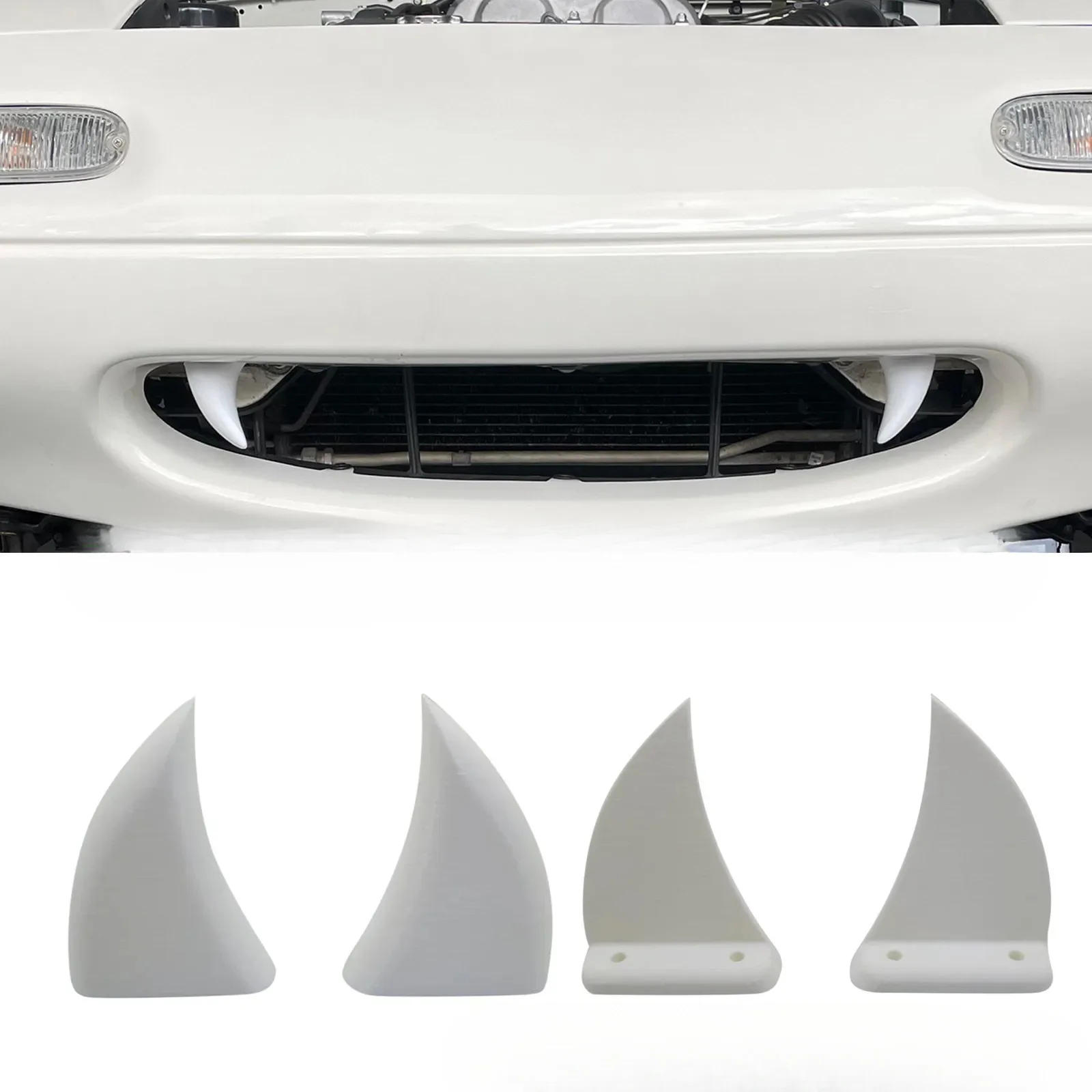 1ペア 3Dプリント歯型カーグリル装飾 シャークトゥース フ - 3D Printing Tooth のレビューと価格