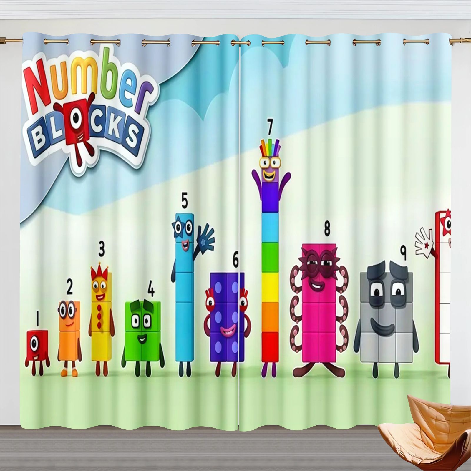 ナンバーブロック漫画カーテン、子供部屋遮光カーテン、3Dデジ - 3D Printing Examples のレビューと価格