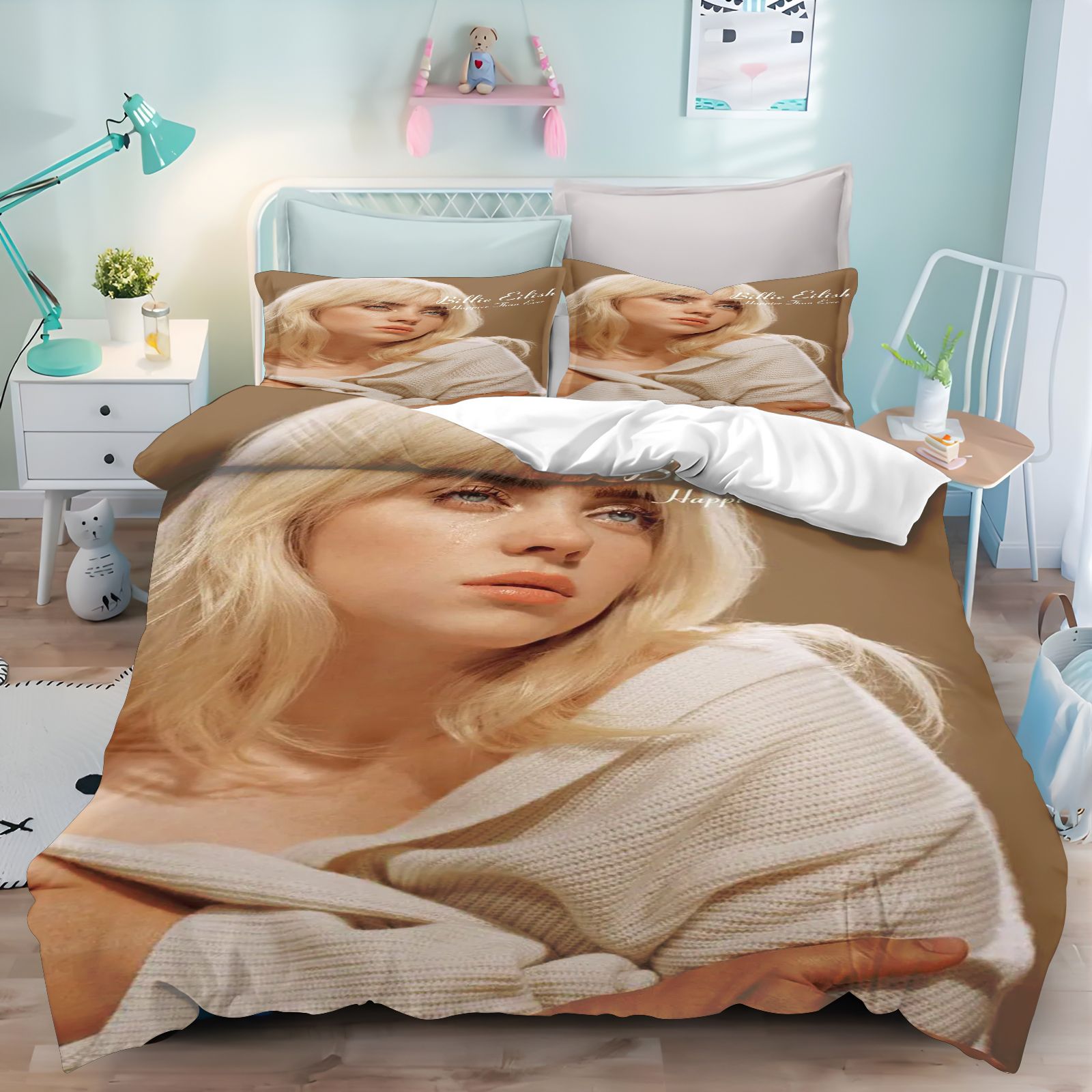 ビリー・アイリッシュ寝具セット 3Dプリント掛け布団カバー  - 3D Printing Quilting のレビューと価格
