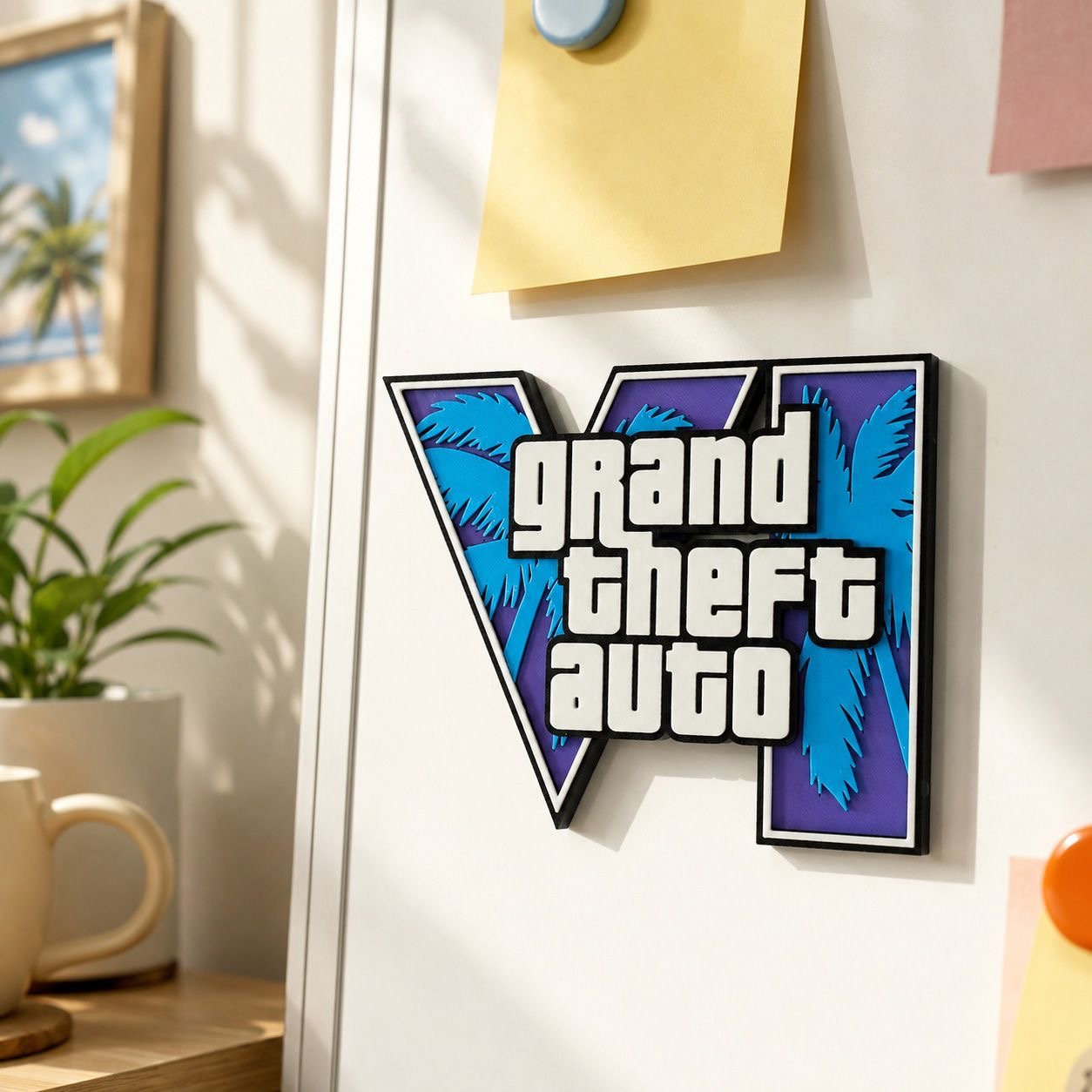 GTA6 3Dプリントロゴ マグネットステッカー 冷蔵庫マグ - 3D Printing Examples のレビューと価格