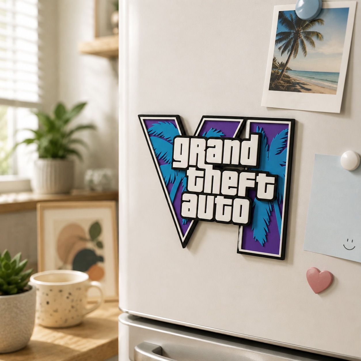 GTA6 3Dプリントロゴ マグネットステッカー 冷蔵庫マグ - 3D Printing Examples のレビューと価格