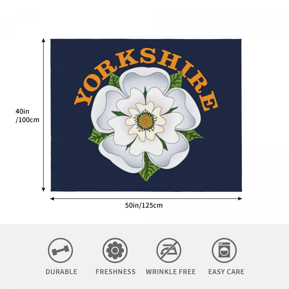 白いヨークシャーローズ柄の、重みのあるふわふわ素材のブランケ - 3D Printing Yorkshire のレビューと価格