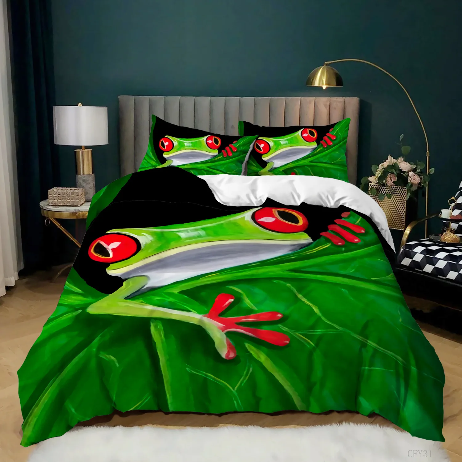 カエルの羽毛布団カバーセット,面白いカエルの寝具セット,トロ - 3D Printing Quilting のレビューと価格